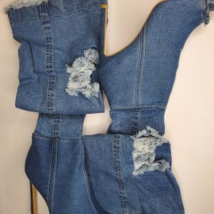 Brand New Over The Knee Denim Boots
